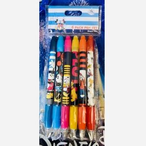 NWT Disney Parks Mickey Mouse and Friends Pen Set of 6 Black Ink